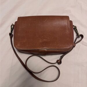 Madewell Brown Leather Transport Flap Shoulder Bag